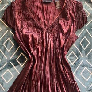 Liz Claiborne Deep Red Pleated Blouse